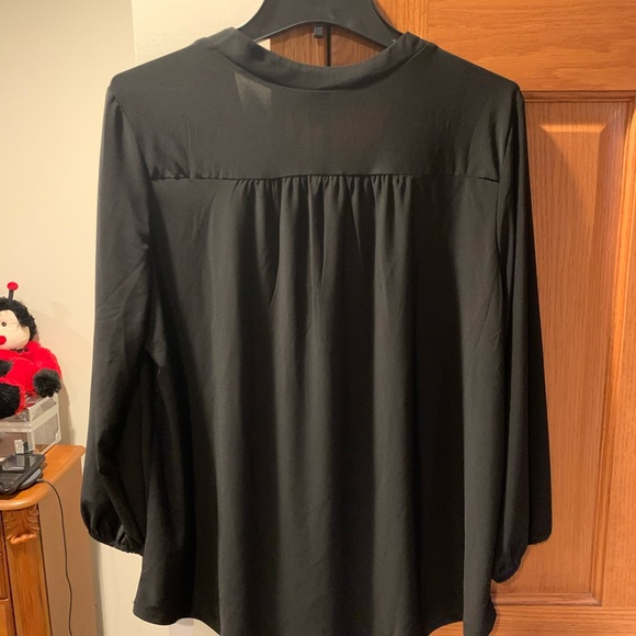 Vince Camino Women’s Black 3/4 Sleeve V-Neck Relaxed Blouse L - Picture 6 of 8